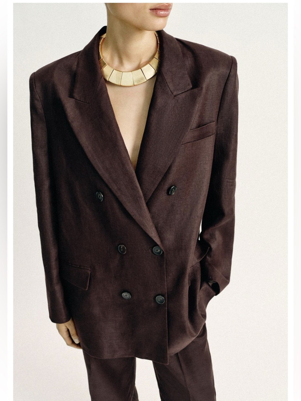 NWT Zara Double-Breasted Women's Linen Blazer